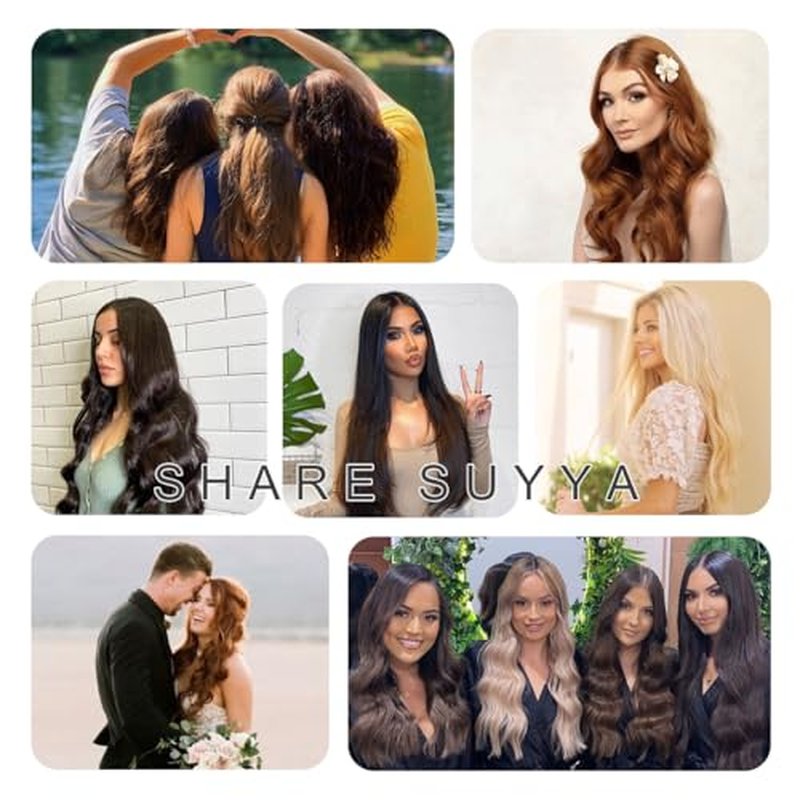 SUYYA Real Human Hair Clip in Extensions - 7 Pcs Straight Remy Hair Clip ins for Women - Double Weft 18 Inch #1B Off Black 80G