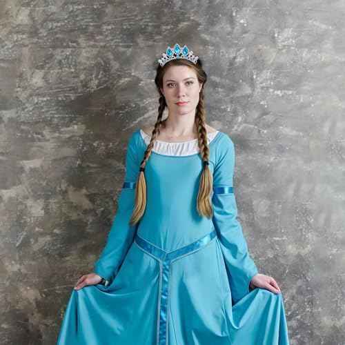 Elsa Crown Tiaras for Girls, Vofler Frozen Princess Mermaid Costume Blue Silver Headband Hair Accessories for Women Queen Adult Womens Little Girl Kids Birthday Wedding Pageant Prom Halloween Party