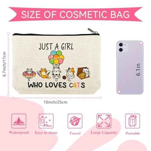DJOLY Cat Lover Gifts for Women Makeup Bag, Cute Themed Lady Gifts for Girls, Accessories Cosmetic Pouch for Teens Kids Daughter Sister, Funny Mom Birthday Christmas Decorations