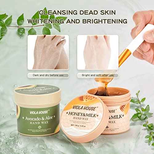 VIOLA HOUSE Hand Mask, Hand Peeling Masks, Hands Care Exfoliate Hydrating, Hands Skin Repair Renew Mask Wax For Cracked Hands, Dry, Aging Hands 150g(Avocado & Aloe)