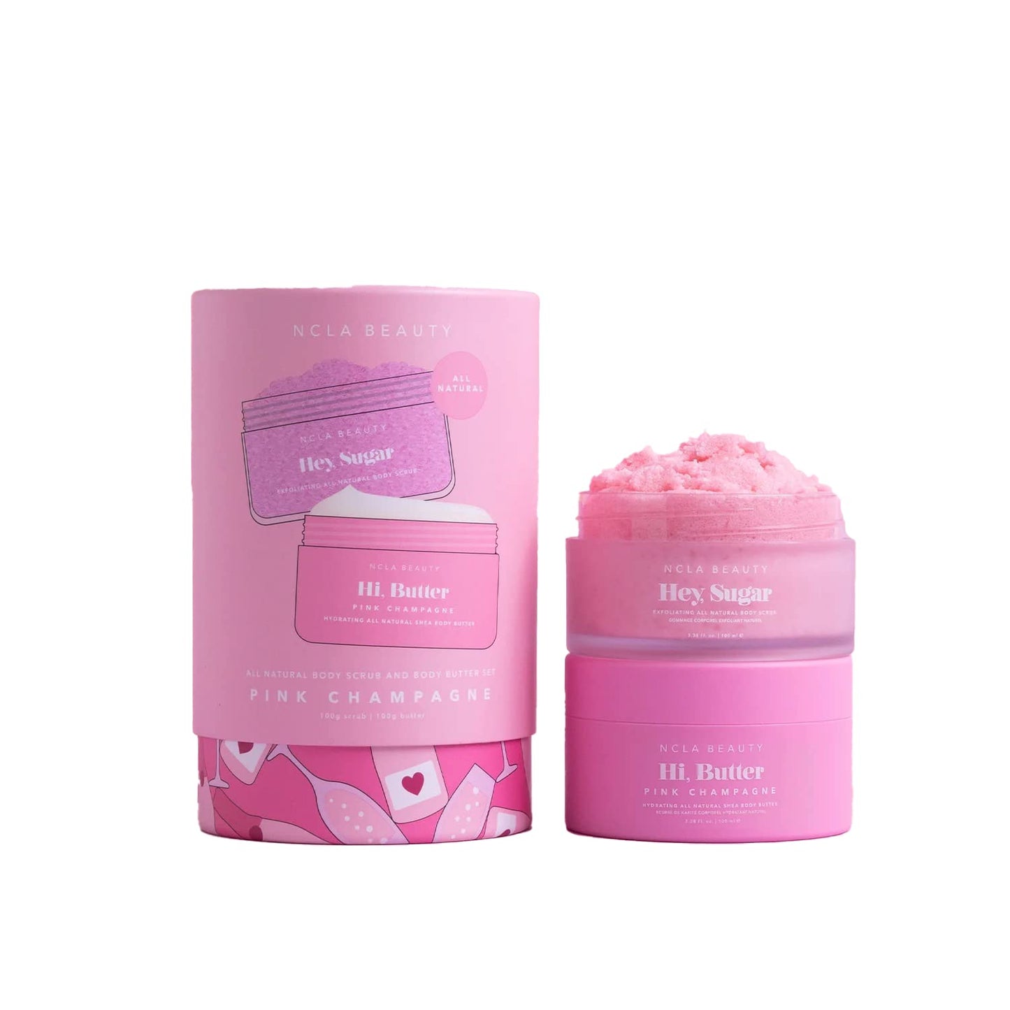 NCLA - Pink Champagne Body Care Discovery Set (Body Scrub + Body Butter) | Vegan, Cruelty-Free, Clean Skincare (2 Pieces)