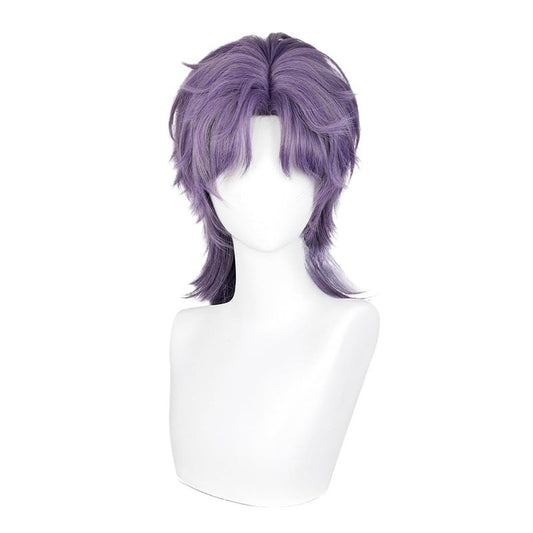 huafan luxkazya Mens Purple Grey Cosplay Wigs Male Short Wolf Cut Layered Mullet Wig Realistic Anime Costume Wigs Heat Resistant Synthetic Wig for Halloween Party