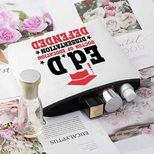 CMNIM EdD Gift Doctor Of Education Dissertation Defended Makeup Bag for Doctorate Graduation Gift for Her