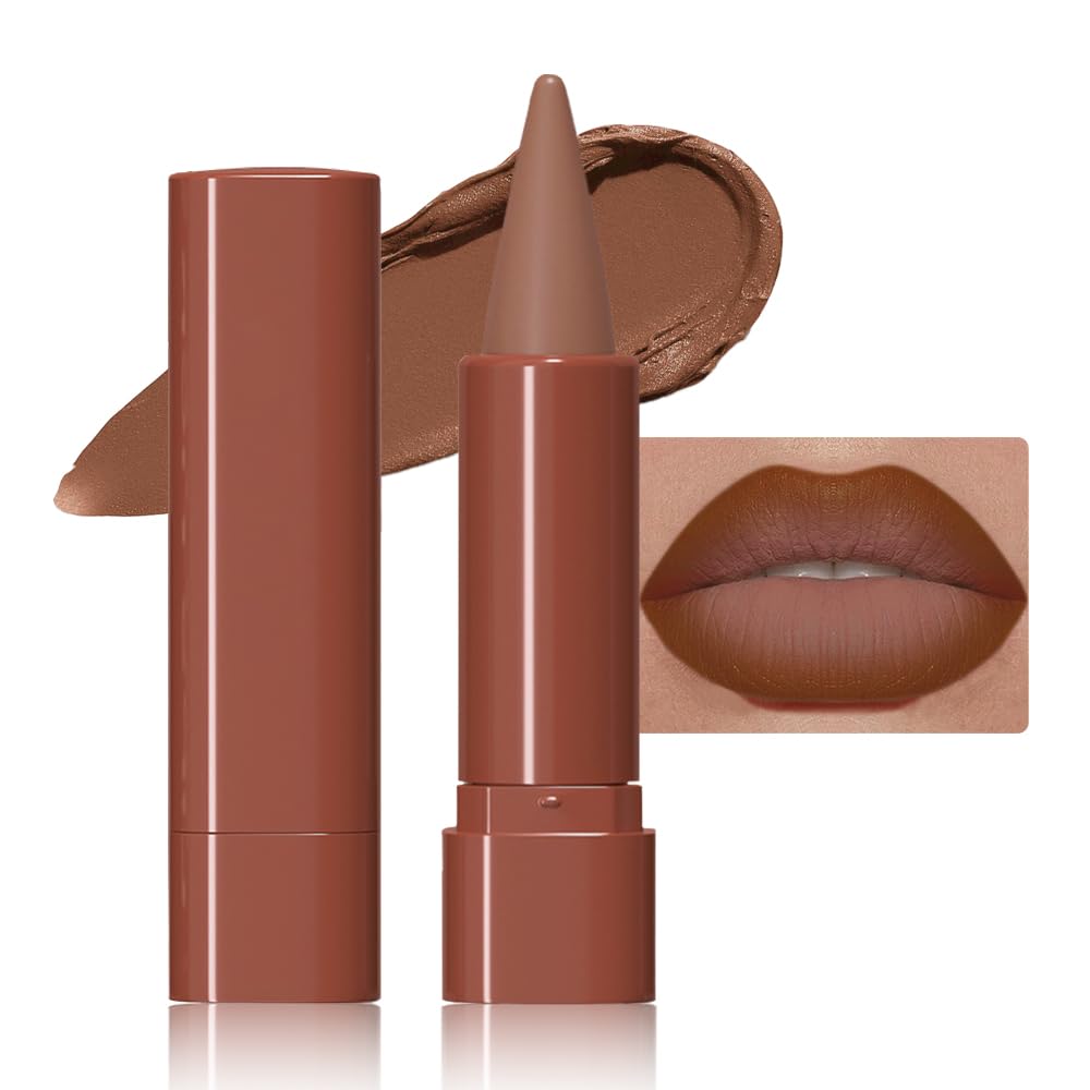 JUAAZIN 3Pcs Gradient Matte Lipstick Crayon Lip Liner pencil, Flawless Contour Gradual Ombre Effect lip Pencil, for Women Long Lasting Waterproof Smudge Proof Lipstick Pencil 01#+05#+08#