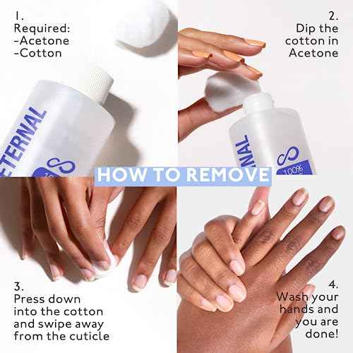 Eternal 100% Pure Acetone- Acetona pura ? Quick Professional Ultra-Powerful Nail Polish Remover for Natural, Gel, Acrylic, Shellac Nails and Dark Colored Paints (8 FL. OZ.)