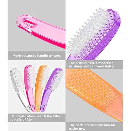Nail Brush for Cleaning Fingernails, 4Pack Handle Grip Nail Brushes Fingernail Brush for Cleaning Nail Scrub Brush for Toes and Nails Women Men (Color1)