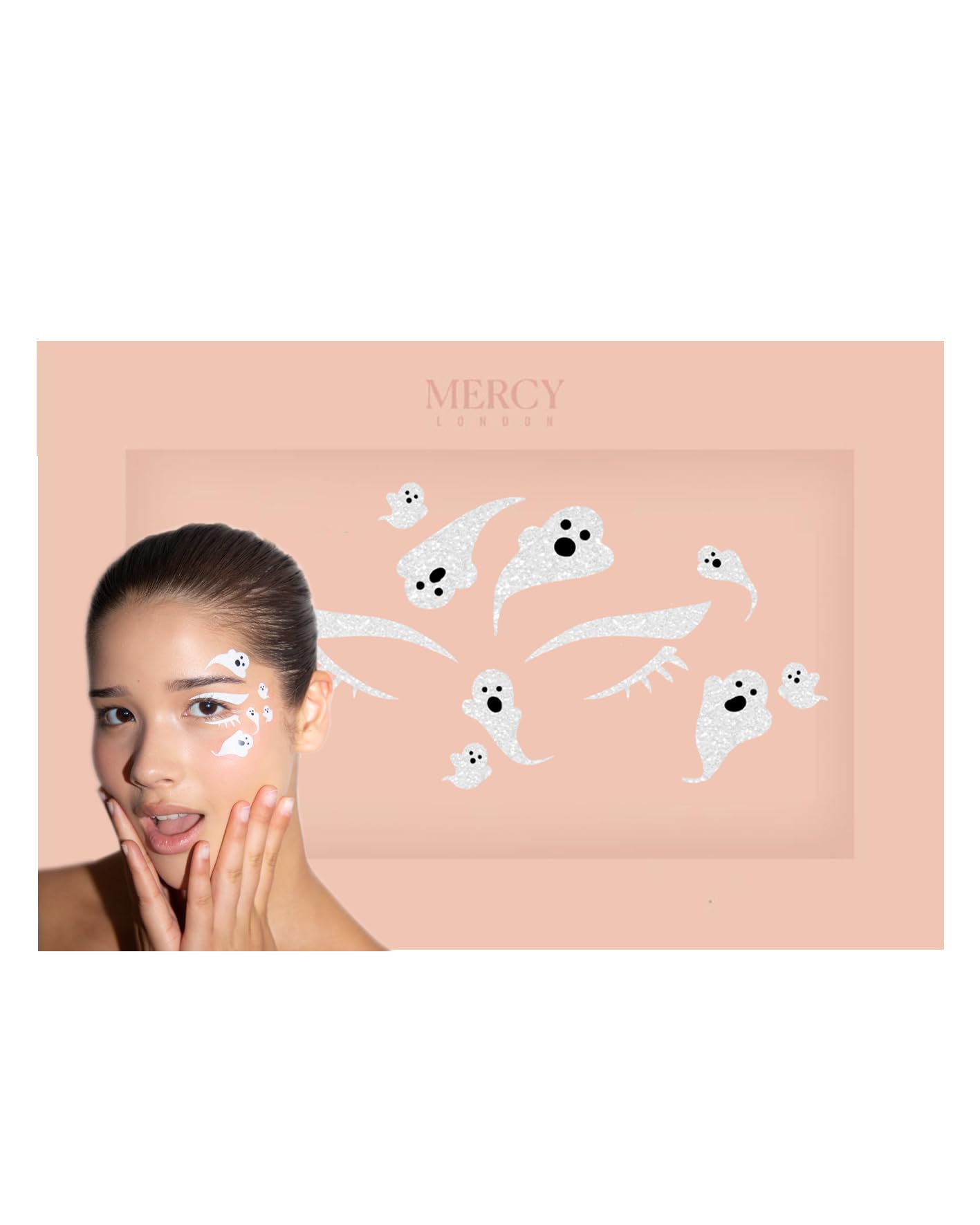 Ghosts Face Stickers by Mercy London Holiday Accessories Face Gems Jewels All In One Stick On Halloween