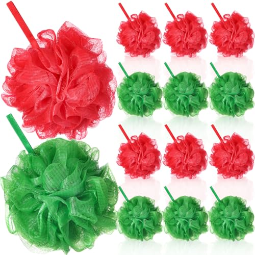 12 Pcs Halloween Bath Loofah Sponge Orange Black Loofah Exfoliating Body Scrubber Shower Sponge 50g Mesh Shower Pouf Balls Gift Set for Women Men Wedding Bathing Accessories