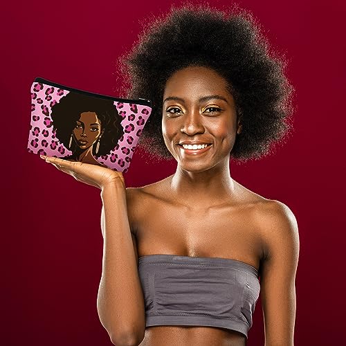 Mumufy 16 Pcs Black Women Makeup Bag African American Makeup Bag Afro Toiletry Canvas Cosmetic Bags Reusable Zipper Pouches Multi Purpose Organizer for Travel Women Inspirational Gifts