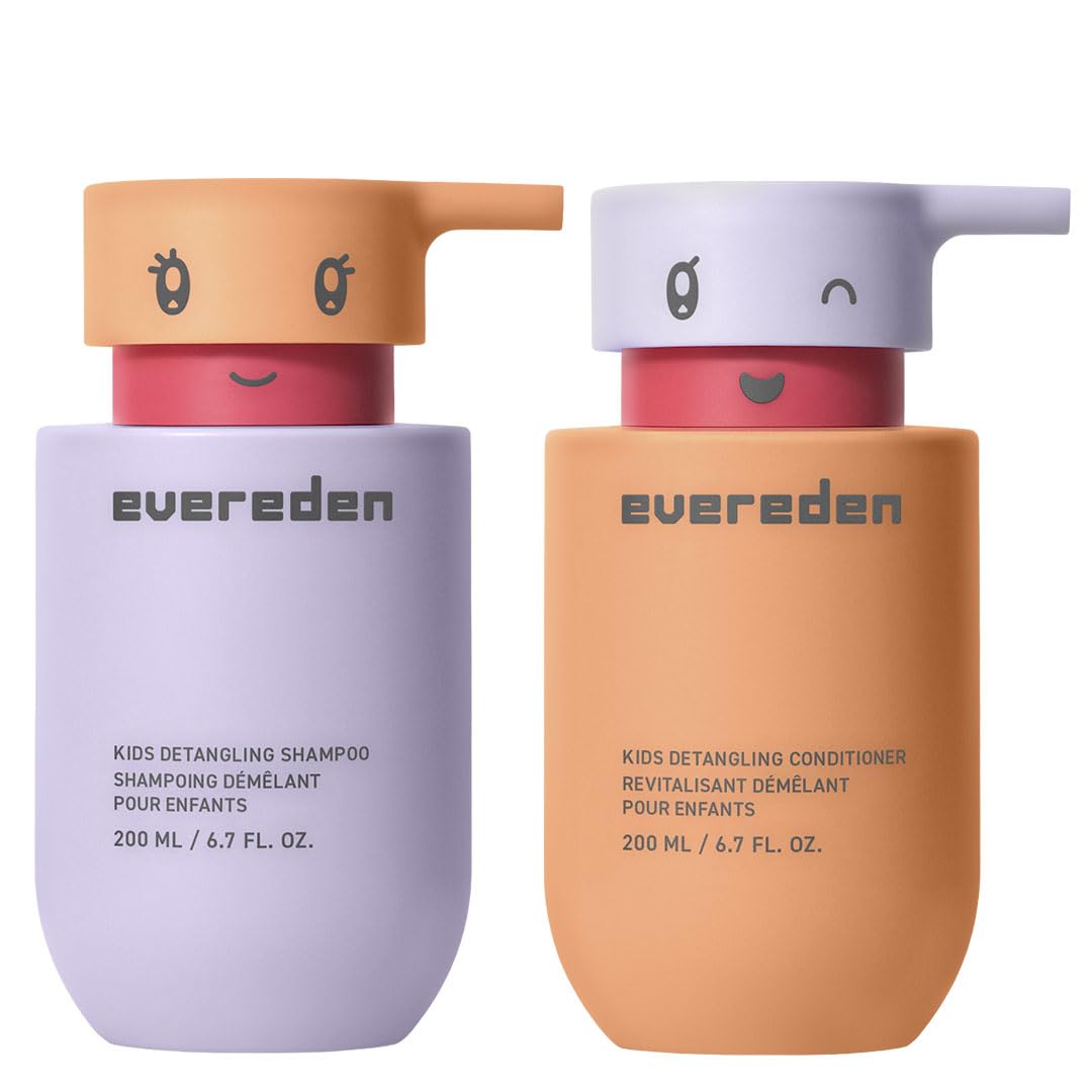 Evereden Kids Haircare Set - Detangling Shampoo & Conditioner | Vegan, Plant Protein Peptides & Argan Oil, Ages 3+