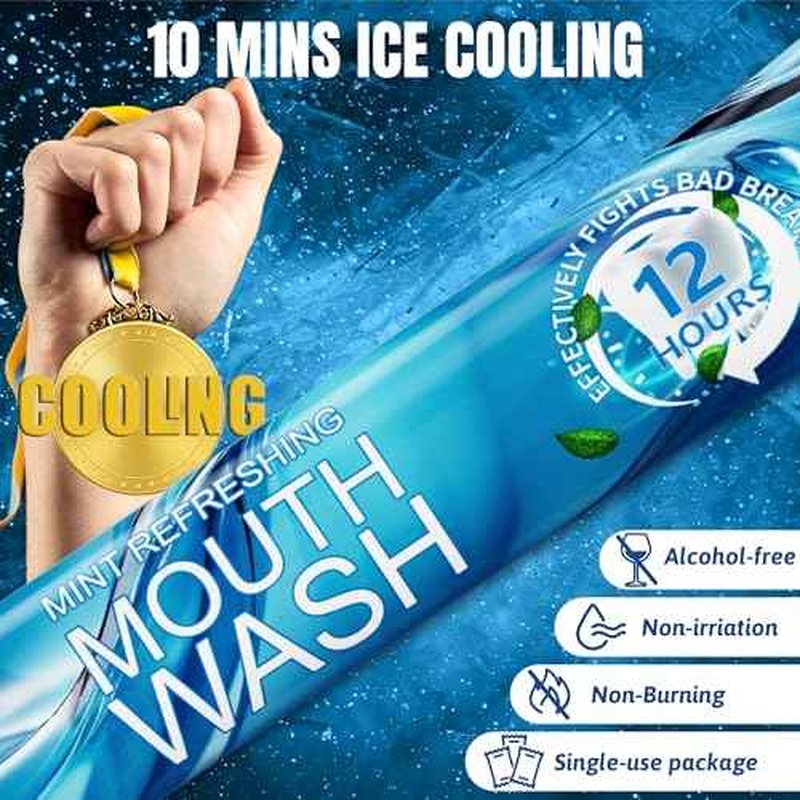 Portable Travel Size Mouthwash Packets - Mini Mint Mouthwash for Adults, Alcohol & Fluoride-Free, Freshens Breath for 12 Hours, Perfect for Date, Office, or Travel (Pack of 20)