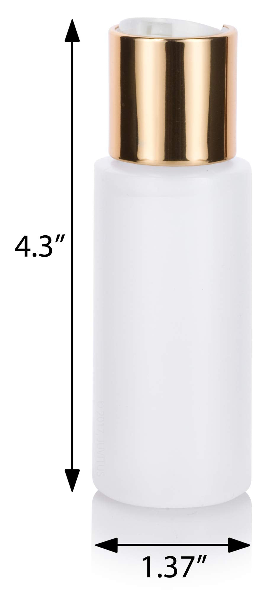 JUVITUS (12 Pack) 2 oz Clear Natural Refillable Plastic Squeeze Bottle with Gold Metal Disc Cap Top