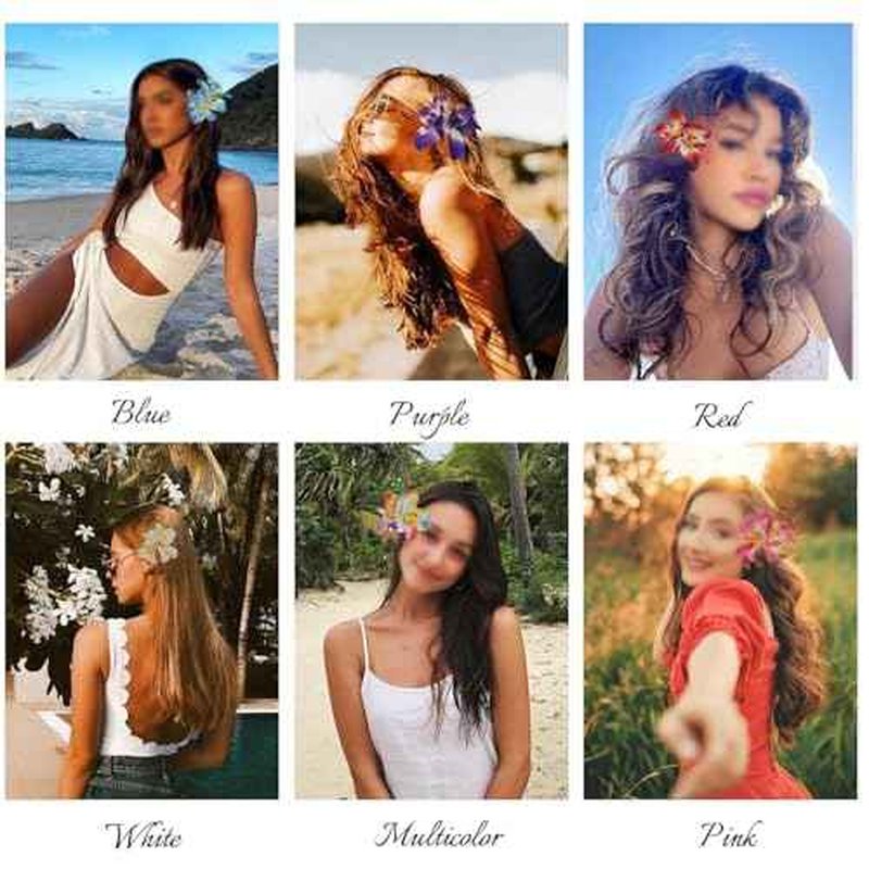 Generic 6 Colors Artificial Flower Hair Clips, Bohemian Flower Hairpin Hawaiian Hairpin for Seaside Holiday, 3.5 Inch Bridal Hair Bobby Pins Headwear for Women Girls(Two-color Mixing)