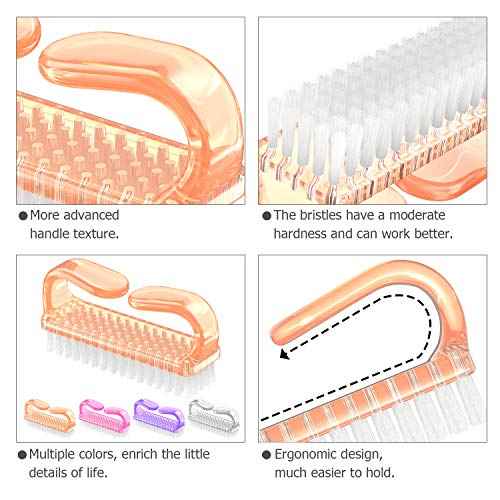 Handle Grip Nail Brush, Nail Brushes Hand Fingernail Brush Cleaner Scrubbing Kit Pedicure for Toes and Nails Men Women (4 Pack)