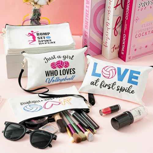 R HORSE 9Pcs Sport Makeup Bag Gifts for Women Girls, Ladies Sport Cosmetic Bags Sport Accessories Canvas Toiletry Bag Makeup Pouch Organizer Women Player Gift for Mother¡¯s Day Birthday