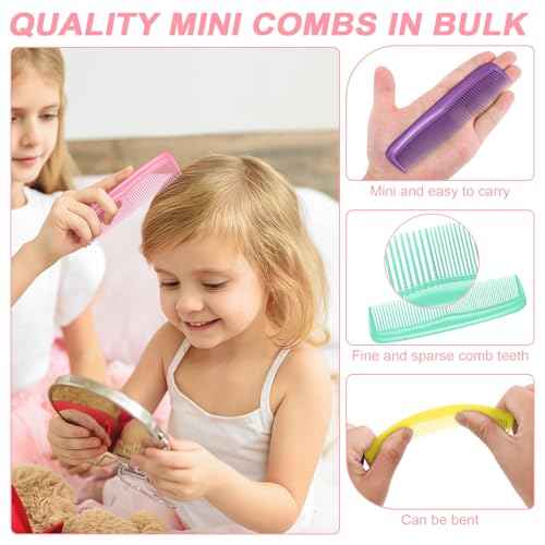 HOFASON 28 Pieces Bulk Mini Wet Hair Brush & Mini Combs Set for Kids Girls Women, Bridesmaid Gifts, Spa Party Supplies, Summer Stuff, 14 Travel Small Brush for Hair 14 Fine Wide Hair Combs for Boy Men