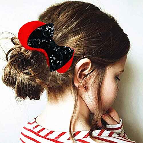 JOYFISCO 3 Pack Mouse Ears Scrunchies Velvet Hair Scrunchies Sequin Bows Hair Ties Hair Bands Ponytail Holder Hair Accessories for Women Girls