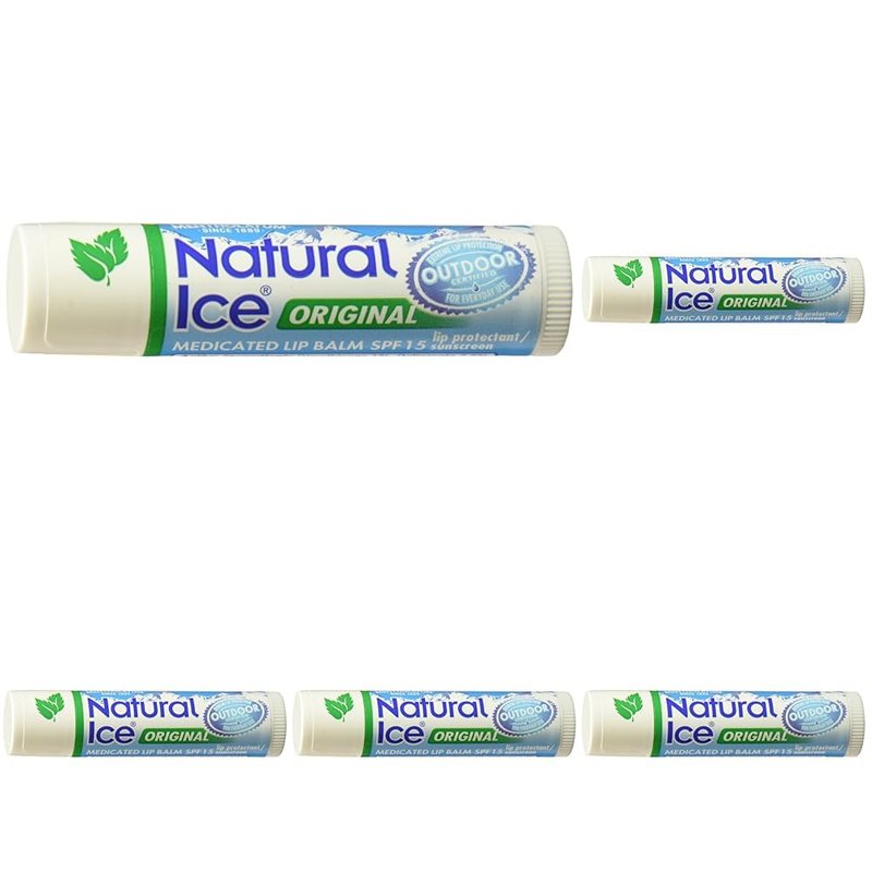 Natural Ice Lip Balm SPF 15 - Moisturizing Menthol Formula | Pack of 5