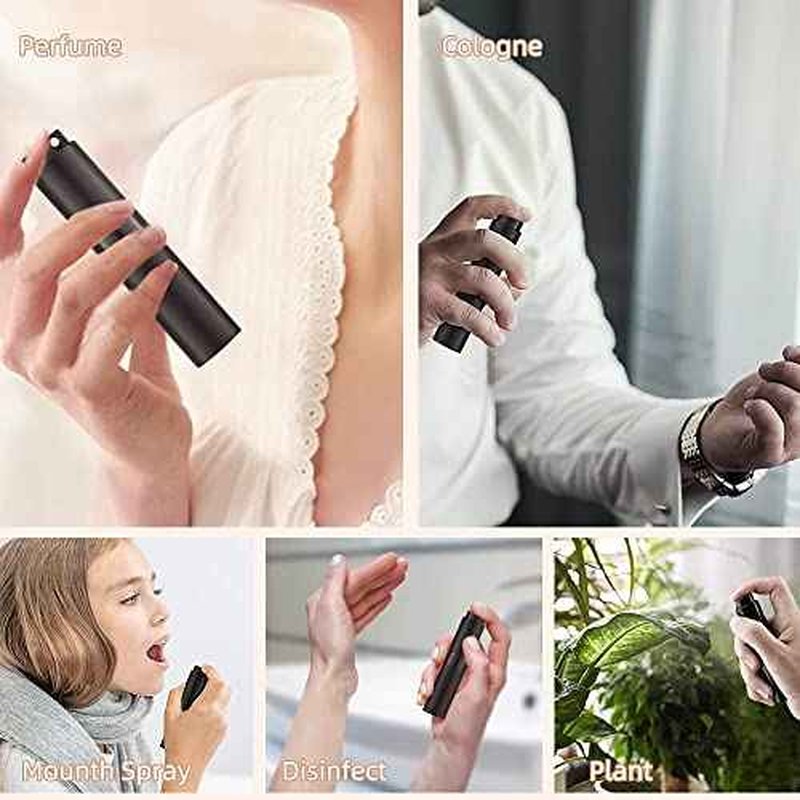 Lisapack 8ML Atomizer Perfume Spray Bottle for Travel (3 PCS) Empty Cologne Dispenser, Portable Sprayer (Black, Silver, Brown)