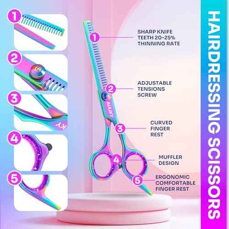 Hair Cutting Scissors Shears Kit, 6.7¡± Barber Scissors,Professional Haircut Kit,Stainless Steel Hairdressing Thinning Scissors Shears for Barber,Salon,Women,Home,Men
