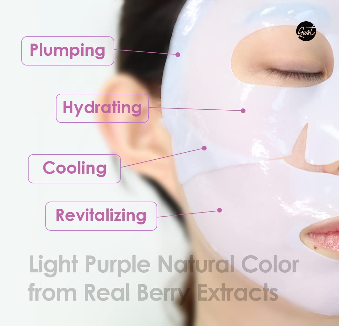 glowiest Sweet Dreams Berry Plump Collagen Mask Set of 3, Lifting & Hydrating Face Collagen Jelly Mask, 79% Collagen, Elastin, Hyaluronic Acids, Polyglutamic Acid, Peptides, Korean Skincare
