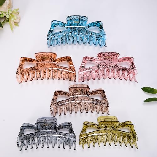 Extra Large Claw Clips for Thick Hair, 6.3 Inch Strong Hold Matte Jumbo Accessories for Women Long Curly Hair Cute Nonslip French Giant Big Jaw Clip (Red Pink Blue Black Brown Yellow)