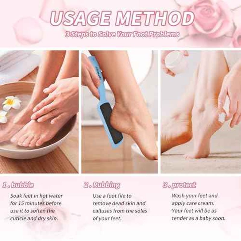 Foot File for Dead Skin - Dual Sided Foot Rasp Callus Removers, Professional Pedicure Tool for Soft, Smooth Feet (Blue)