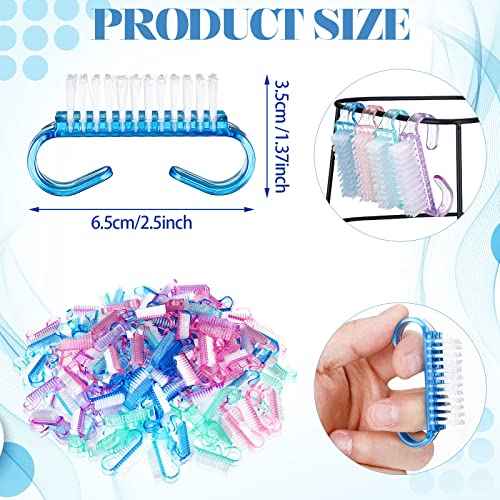 Bokon 400 Pcs Handle Grip Nail Brush Bulk Nail Scrub Brush Nail Brush for Toes and Nails Cleaner, Pedicure Scrubbing tool kit for Men and Women(Multicolor)