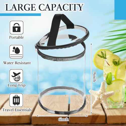 Clear Lotion Bag for Toiletry Cylinder Makeup Bag Heavy Duty Sunscreen Travel Organizer Pouch Waterproof Cosmetic Bag with Handle Zipper Gift for Christmas Beach Pool Airport Women(Black)