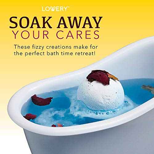 Bath Bomb Self Care Gifts for Women, White Elephant Gifts for Adults,10 Oversized Two Tone Bath Fizzies with Shea & Coco Butter Dry Flower Petals, Rich, Spa Bath Set in Cute Tub