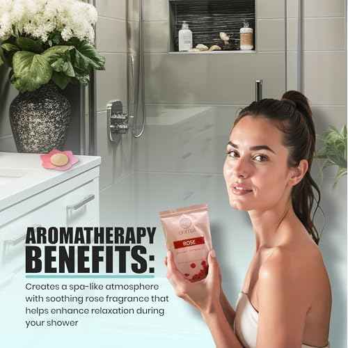 Oomai Shower Steamers Aromatherapy Rose Scent 12 Pack with Tray, Gifts for Women, Spa Set, Thanksgiving Christmas Birthday, Realaxation, Self Care