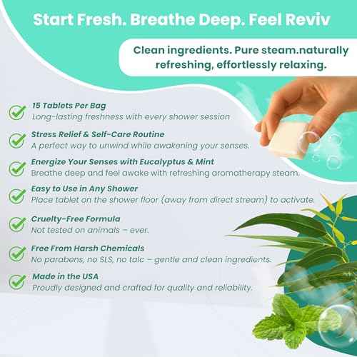 REVIV Shower Steamers Aromatherapy ? 15 Long-Lasting Eucalyptus & Mint Shower Bombs for Stress Relief and Sinus Support ? Self Care Spa Gifts for Women & Men ? Christmas Stocking Stuffer