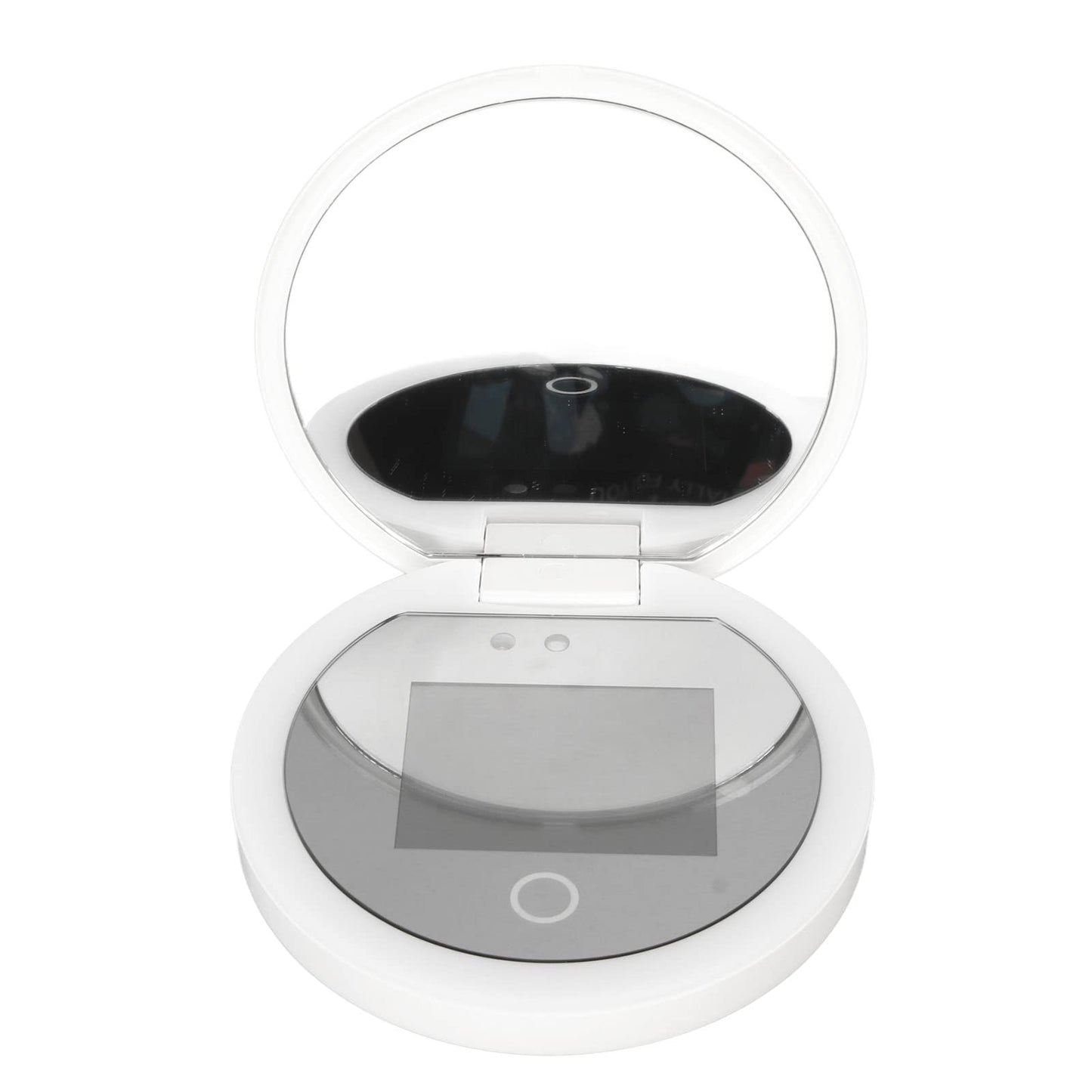 Yunir Mirror Sunscreen Testing Camera, 2X Magnification Lighted Travel Makeup Mirror with Rechargeable, Round 3.5inch Pocket Mirror with Folding for Outdoor