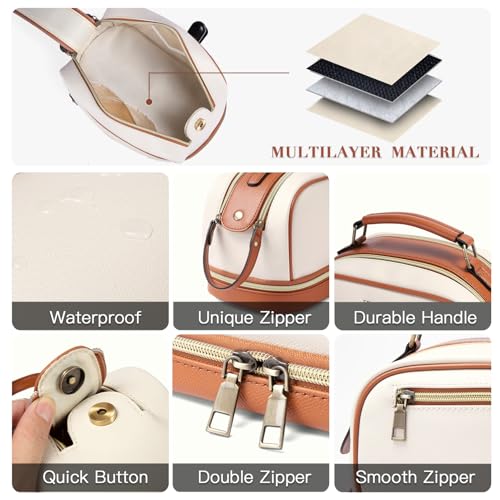 Travel Cosmetic Toiletry Makeup Bag - Multifunctional Essentials Organizador,Water Resistant Accessories for Women & Girls,Portable Toiletries kits,Beige Withe