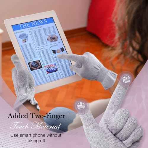 MIG4U Moisturizing Beauty Gloves Touchscreen Overnight Sleeping Glove for Women Dry Hands, Nighttime Lotion, Eczema, SPA, Cosmetic Treatment, Grey Purple 3 Pairs Size S/M
