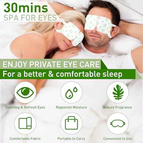 16Packs Steam Eye Mask for Dry Eyes, Self Heating Eye Mask for Relief Eye Fatigue Sleep, Disposable Moist Heating Compress Pads Travel Essentials Spa Gifts for Women Men Birthday Christmas Valentines