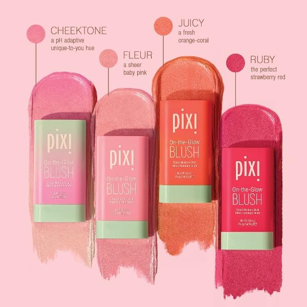 Pixi Beauty Radiance Ready On-the-Glow Trio - Hydrating Tinted Moisture Stick Blush, Bronzer & Highlighter Set | Travel Size, Vegan