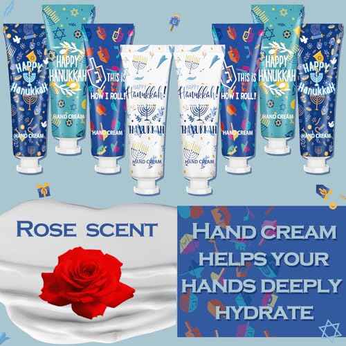 32 Pcs Hanukkah Hand Cream Gifts Set Hand Lotion Travel Proper Size Bulk for Women Hanukkah Mini Cremas Para Manos for Moisturizer Cream for Chanukah Advent Party Gifts