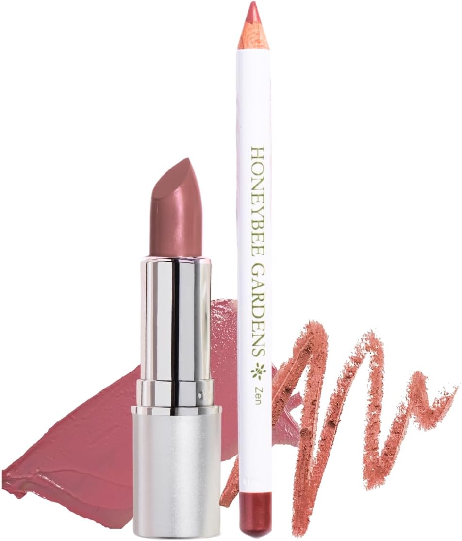 Honeybee Gardens Lip Liner & Lipstick Bundle - Zen & Darla Shades for Perfect Pout