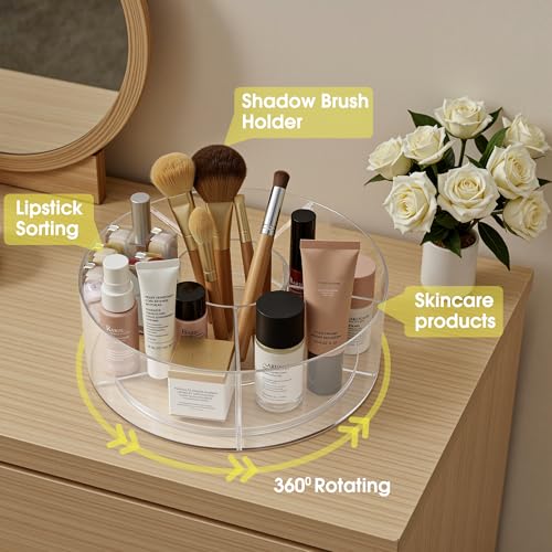 Lonian 360¡Æ Rotating Makeup Organizer, Adjustable Acrylic Cosmetic Storage, Cosmetic Organisers and Spinning Makeup Stand for Beauty Skincare
