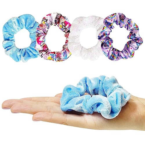 LUV HER Lilo & Stitch Hair Accessory 5 Pcs Set - 1 Regular 9 inch Stitch Hairbrush & 4 Scrunchies - Detangling Brush - Elastic Hair Ties Ropes for Girls, Ages 3+