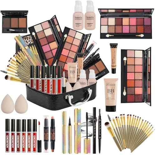 All in One Makeup Kit for Women Full Kit,Makeup Set for Women, Includes Eyeshadow Palette/Foundation/lip gloss/Eyeliner/Mascara/makeup Brush,Makeup Gift Set for Christmas & Birthday&Holiday&Everyday.