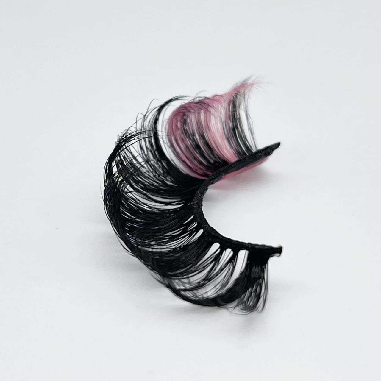 1 Pair Lashes with Color Pink on The End, Russain D Curl False Eye Lash Color Decal, Soft Wispy Manga Eyelash Strip, Natural Look 3D Faux Mink Fairy Eyelashes 16 MM (Pink)