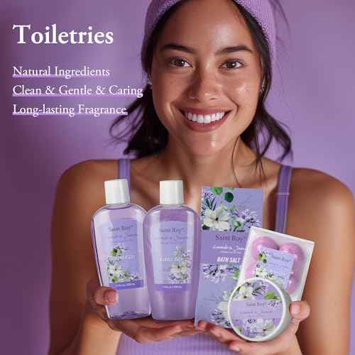 Bath and Body Gift Basket Set for Women - Jasmine Christmas Gifts for Women, Spa Gift Basket 13-Piece Bath Gift Set, Gift Set for Ladies Body & Bath Gifts Set Lavender Gift Baskets For Mom