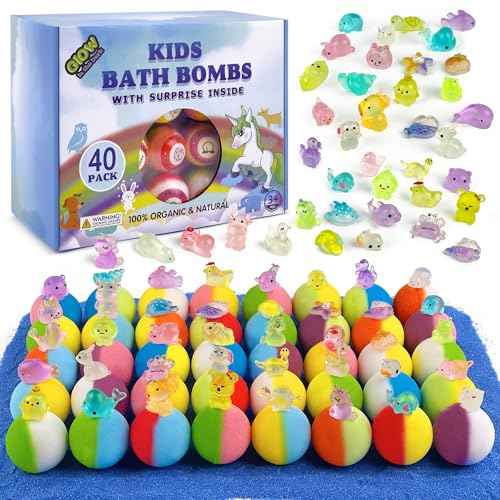 Bath Bombs for Kids with Toys Inside - 40 Pack Surprise Organic Natural Bath Bombs (Dino/Unicorn/Marine) Toddler Toys for Boys & Girls, Children's Birthday Christmas Gifts Set