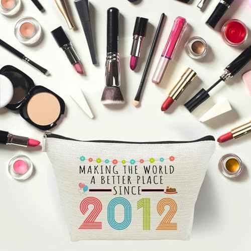 13rd Birthday Gifts for Girls, Funny 13 Year Old Gift Makeup Bag, 2012 13rd Birthday Cosmetic Bags for Her, Teens, Sister, Daughter, Niece, Granddaughter, Making The World a Better Place Since 2012
