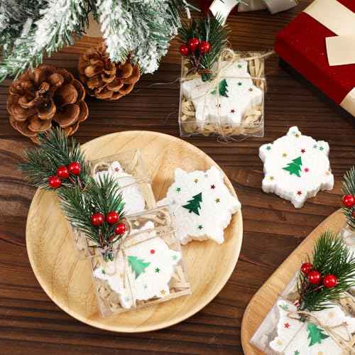 20 Pack Christmas Mini Soap Favors Bulk Handmade Christmas Scented Soap Wedding Party Favors Gifts Baby Shower Bridal Shower Gifts for Guests(2.3 x 2.3 Inch,Snowflake)