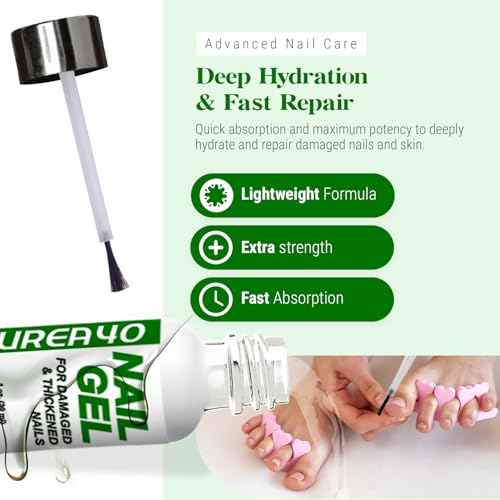 Urea Nail Gel - Softens Cracked Heel Calluses & Thick Toenails - Repairs Damaged, Yellow, Discolored Nails ? Highly Effective & Quick-Dry Fingernails & Toenail Treatment (Urea 40%)