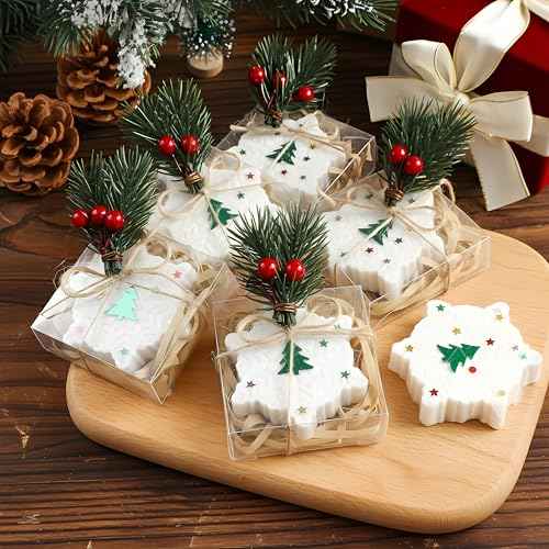 20 Pack Christmas Mini Soap Favors Bulk Handmade Christmas Scented Soap Wedding Party Favors Gifts Baby Shower Bridal Shower Gifts for Guests(2.3 x 2.3 Inch,Snowflake)