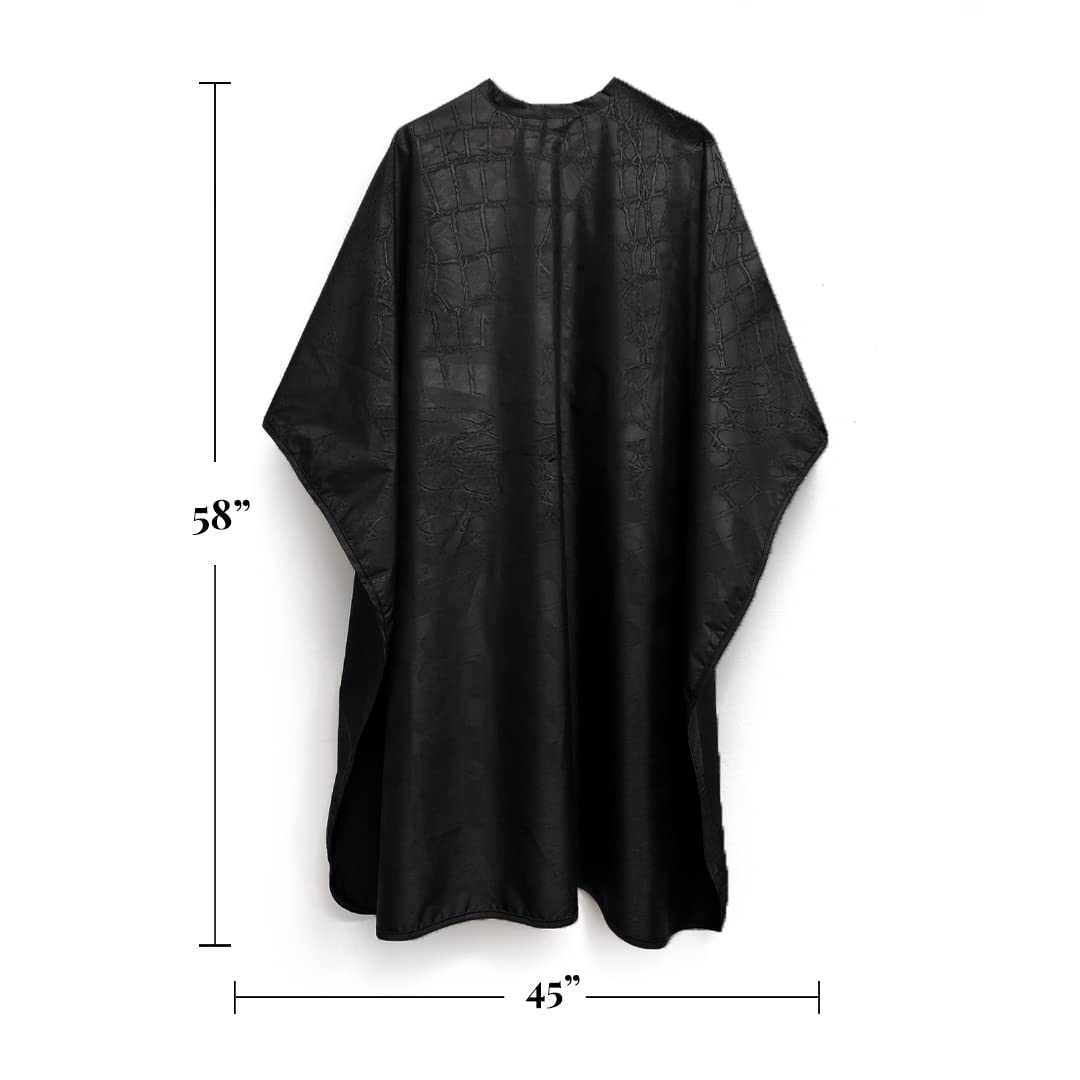 Betty Dain Alligator Hide Bleach-proof Multi Purpose Coloring/Styling Cape, Textured Surface, Secure Snap Closure at Neck, Generous Size, Machine Washable, Lightweight Polyester, Black, 45 x 60